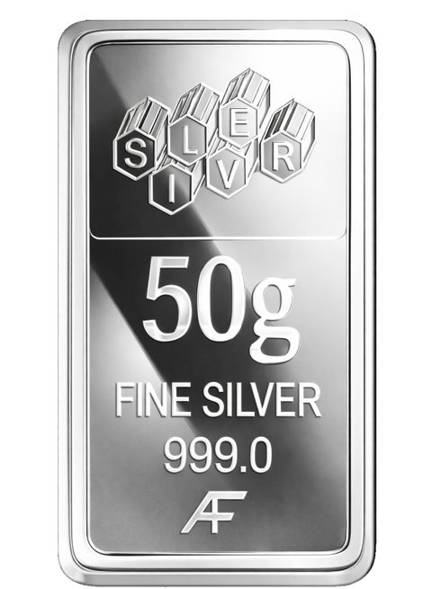الفردان الإمارات العربية المتحدة، سبيكة فضة 50 غرام، عيار 999.0 - مع فاتورة